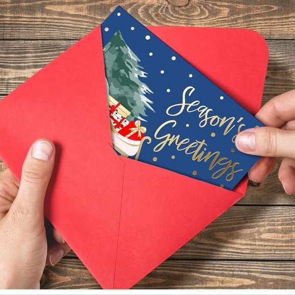 Sweetzer & Orange Christmas Cards Set - 24 Gold Foil Holiday Cards Red Envelopes - Picture 3 of 5